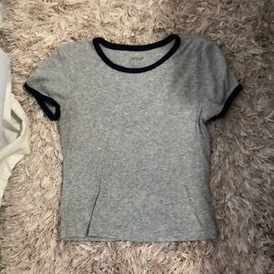 NEW grey ribbed t-shirt with Navy blue lining